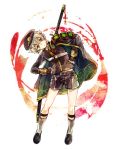  1boy belt cape full_body green_eyes hands_on_hips hat hotarumaru looking_at_viewer male_focus military military_uniform nodachi nuriko-kun sheath sheathed shoes short_hair shorts sock_garters socks sode solo touken_ranbu uniform white_background 