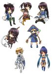  argent-ag armor black_hair blonde_hair blue_hair boots braid cat coat dog flynn_scifo hair_brush hair_bun hair_up hand_on_hip hat hips judith knight long_hair midriff mouth_hold multiple_persona pants patty_fleur pirate_hat pointy_ears ponytail puppy purple_eyes red_eyes repede tales_of_(series) tales_of_vesperia twin_braids twintails violet_eyes yakisoba yuri_lowell 