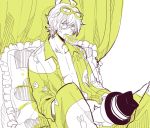  curtains glasses green_eyes hat lollipop male pajamas pillow shinomiya_natsuki short_hair shuri_(84k) sitting uta_no_prince-sama 