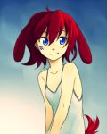  bare_shoulders blue_eyes camisole copyright_request face facial_mark pas_(paxiti) red_hair redhead solo tail 