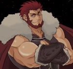  armor bad_id beard cape crossed_arms facial_hair fate/stay_night fate/zero fate_(series) kanamu0602 male manly red_eyes red_hair redhead rider_(fate/zero) solo 