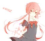  gasai_yuno long_hair mirai_nikki naniiro pink_hair red_eyes school_uniform smile twintails 