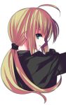  ahoge blonde_hair fate/stay_night fate/zero fate_(series) formal green_eyes highres long_hair pant_suit ponytail profile saber solo suit yuuri_(114916) 