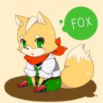  blush chibi earrings fox_mccloud gloves green_eyes headsets nintendo scarf star_fox 