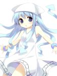  blue_eyes blue_hair dress hat highres ikamusume long_hair otegoya shinryaku!_ikamusume tentacle_hair 
