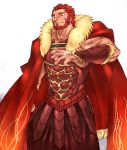  armor beard cape facial_hair fate/stay_night fate/zero fate_(series) male manly necktie red_eyes red_hair redhead rider_(fate/zero) solo taka-0465 white_background 