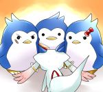  bird bow crossover hair_bow kyubey mahou_shoujo_madoka_magica mawaru_penguindrum no_humans penguin penguin_1-gou penguin_2-gou penguin_3-gou sweat yume_shokunin 