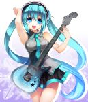  aqua_eyes aqua_hair artist_request guitar hatsune_miku headphones instrument open_mouth skirt smile solo source_request twintails vocaloid yuuki_kira 