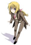  braid butler charlotte_dunois cosplay formal infinite_stratos konoe_subaru konoe_subaru_(cosplay) leaning_forward long_hair mayo_chiki! mister_(black_and_white) necktie purple_eyes solo suit violet_eyes 