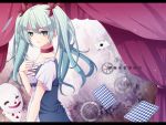  blue_eyes blue_hair dress hatsune_miku karakuri_pierrot_(vocaloid) long_hair mask tears twintails vocaloid 