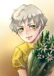  bouquet child email555 flower green_eyes grey_hair lips male short_hair solo tiger_&amp;_bunny young yuri_petrov 