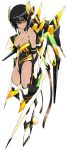  absurdres bare_shoulders black_hair breasts cleavage dark_skin elbow_gloves gloves green_eyes highres luceva mecha_musume no_pants original payot short_hair simple_background solo tongue 