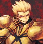 armor blonde_hair earrings fate/stay_night fate_(series) gilgamesh haruhito_(divineshalt) haruhito_(pixiv22545) jewelry male red_eyes short_hair solo 