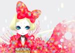  blush bow eyelashes flower hair_bow japanese_clothes kimono original solo 