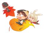  animal_ears barnaby_brooks_jr belt blonde_hair blush boots brown_eyes brown_hair bunny_ears bunny_tail cabbie_hat chibi dark_persona dual_persona ebitetsu facial_hair fangs glasses green_eyes hat hat_over_eyes jacket jewelry kaburagi_t_kotetsu kemonomimi_mode leaf male maple_leaf miniboy multiple_boys necklace necktie red_jacket seiza short_hair sitting ssize stubble tail tiger_&amp;_bunny tiger_ears tiger_tail vest waistcoat 