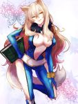  beltskirt blonde_hair bodysuit book breasts fur_trim glasses gloves hair_intakes long_hair navel preza sayaomu solo tales_of_(series) tales_of_xillia tongue yellow_eyes 