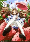  alice_in_wonderland code_geass dress food fruit hair_ribbon highres kimura_takahiro long_hair mary_janes nunnally_lamperouge parasol ribbon shoes strawberry thigh-highs thighhighs twintails umbrella very_long_hair 