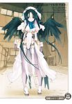  black_wings blue_eyes bodysuit kyoukai_senjou_no_horizon malga_naruze official_art pantyhose satoyasu wings 