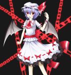  ascot bat_wings blue_hair blush chain chains hat hatsuka_(exsilver) open_mouth red_eyes remilia_scarlet short_hair skirt solo touhou wings 
