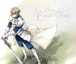  archetype_saber armor blonde_hair boots excalibur fate/prototype fate/stay_night fate_(series) gauntlets green_eyes male ritz_dd saber_(fate/prototype) saver short_hair solo sword weapon 