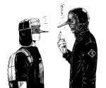  character_request dorohedoro fujita_(dorohedoro) hat male mask monochrome ryuuichirou_(haineken) slipknot translated 