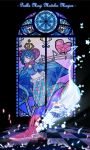  butterfly cape crown heart highres light_particles magical_girl mahou_shoujo_madoka_magica mermaid miki_sayaka mokoppe monster_girl multiple_girls sad sakura_kyouko spoilers stained_glass tears 