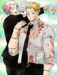  blonde_hair blood blue_eyes dorohedoro necktie noi_(dorohedoro) shin short_hair white_hair 