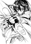  bow_(weapon) fingerless_gloves gloves kyoukai_senjou_no_horizon long_hair monochrome ootori_mahiro ootori_mahiru weapon 