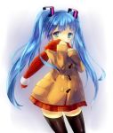  blue_eyes blue_hair coat hatsune_miku long_hair scarf skirt solo thigh-highs thighhighs twintails ut_pictura_poesis very_long_hair vocaloid zettai_ryouiki 