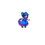  animated animated_gif bloomers blue_eyes blue_hair bow chibi cirno dress hair_bow idle_animation jumping lowres pixel_art solo touhou transparent_background 