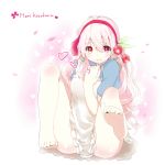  1girl barefoot character_name heart hrk173 kagerou_project mary_(kagerou_project) pink_eyes pink_hair sitting smile solo 
