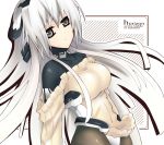  bodysuit breasts grey_eyes horizon_ariadust kyoukai_senjou_no_horizon large_breasts long_hair mizuki_miyu pantyhose silver_hair 