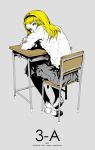  blonde_hair desk highres kagamine_rin nagimiso pantyhose school_uniform sitting skirt vocaloid 