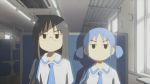  2girls black_hair blue_eyes blue_hair glasses minakami_mai naganohara_mio nichijou 