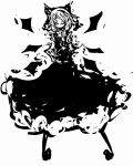  abstract bow cirno dress f7(eiki) hair_bow monochrome solo touhou wings wink 