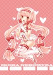  bow brown_eyes cat_ears frills gloves hair_bow heart highres lingerie long_hair nekomura_iroha pink pink_hair ponytail print_legwear shoes smile solo thigh-highs thighhighs twintails underwear very_long_hair vocaloid yayoi_(egoistic_realism) 