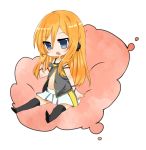  blonde_hair blue_eyes boots cable chibi flapper_shirt headphones highres lily_(vocaloid) long_hair nobuyuki_(mikitantan) open_mouth sitting skirt solo thigh-highs thigh_boots thighhighs vocaloid 