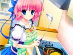  apron blue_eyes game_cg hat himezono_risa mitha pink_hair ribbons seifuku short_hair yuyukana 