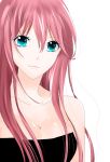  bare_shoulders blue_eyes breasts long_hair megurine_luka pink_hair pjcp solo vocaloid 