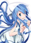  blue_eyes blue_hair dress hat ikamusume long_hair nogino shinryaku!_ikamusume tentacle_hair 