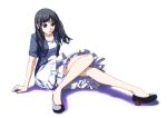  bare_legs black_hair blue_eyes dress frills gathers kaoru348 no_socks original 