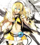  blue_eyes cable cd collar flapper_shirt headphones highres lily_(vocaloid) long_hair midriff miniskirt nail_polish navel open_mouth origa skirt smile solo vocaloid 