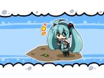  ahoge aqua_eyes aqua_hair bad_id chibi eromame ground hatsune_miku headphones long_hair necktie skirt solo twintails vocaloid 