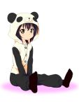  blush brown_eyes costume feet funami_yui higata0815 panda_costume purple_hair short_hair sitting solo yuru_yuri 
