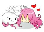  bad_id chibi heart hisaki_aoi megurine_luka pink_hair smile takoluka tentacle tentacles vocaloid 