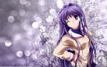  clannad fujibayashi_kyou purple_eyes purple_hair seifuku violet_eyes 