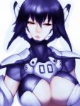  blue_hair bodysuit breasts cleavage cleavage_cutout fumio_(rsqkr) humio lips original robot_ears short_hair solo 
