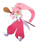  broom gloves gwayom long_hair pink_eyes pink_hair ponytail scarf smile tales_of_(series) tales_of_phantasia 