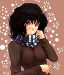  1girl amagami ariaridoradora black_eyes black_hair highres messy_hair scarf solo sweater tanamachi_kaoru 