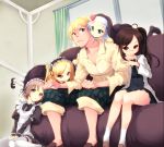  4girls blonde_hair blue_eyes boku_wa_tomodachi_ga_sukunai brown_eyes brown_hair couch dress glasses habit hairband harem hasegawa_kobato hasegawa_kodaka heterochromia koflif kusunoki_yukimura labcoat lavender_hair lolita_hairband lolita_headband maid maid_headdress mary_janes multiple_girls nun pants_rolled_up plaid plaid_pants plaid_skirt red_eyes rolled-up_pants school_uniform shiguma_rika shoes sitting skirt smile takayama_maria thigh-highs thighhighs two_side_up white_legwear 